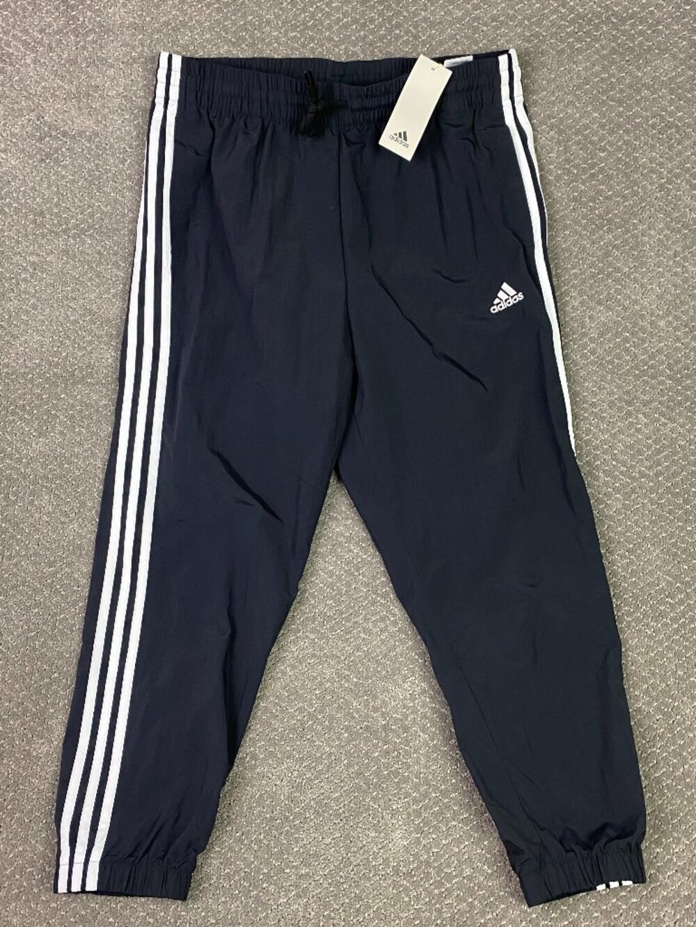 Adidas Essentials 3 Stripe Woven 7/8 Pants Womens Large Black White Track Gym